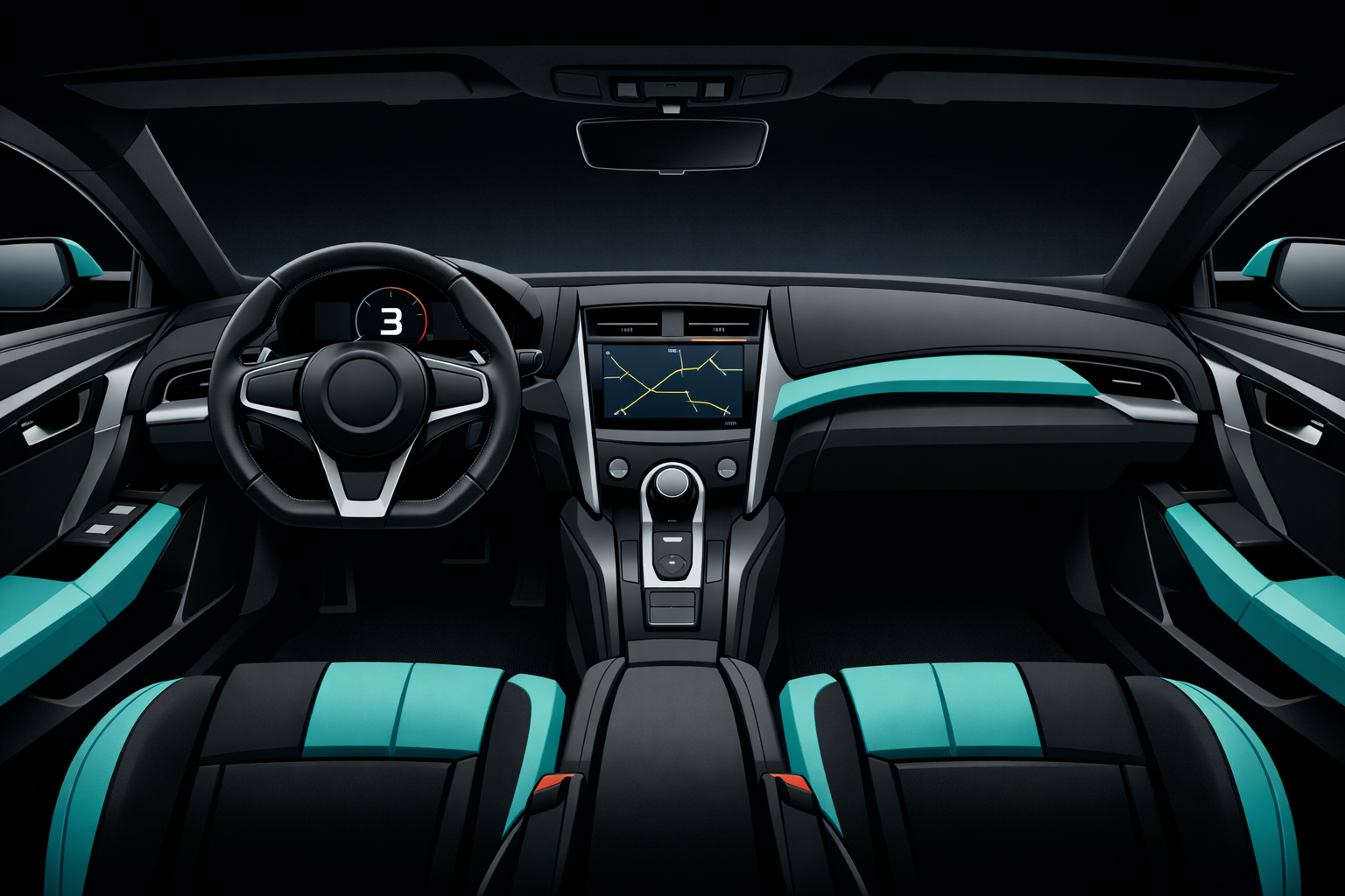 Sportwagen Innenraum beleuchtet